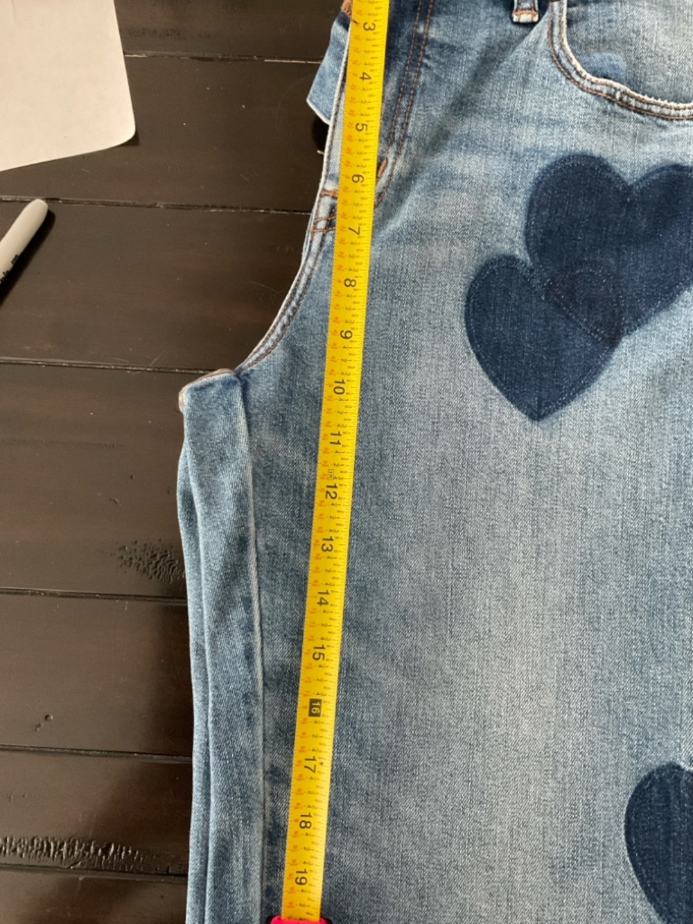 Johnny Was Blue Wide-Leg Jeans with Heart Patch - Picture 6 of 8